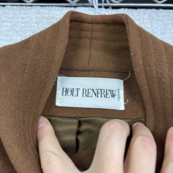 VTG Holt Renfrew Wool / Cashmere Dress Coat Mocha Brown Women Sz 10 Canada Made - Picture 6 of 13